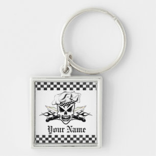 Kochs-Schädel und lodernde Kochs-Messer 2 Schlüsselanhänger