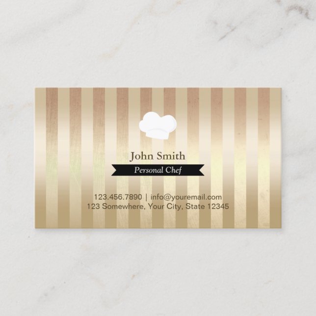 Kochs-Stripes Trendy Goldfolie modernes Visitenkarte (Vorderseite)