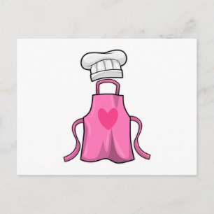 Kochschürze und Kochmütze mit Herz Postkarte