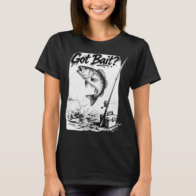 Köder dabei? – Handgezeichnete Bassfischerei-Skizz T-Shirt (Vorderseite)