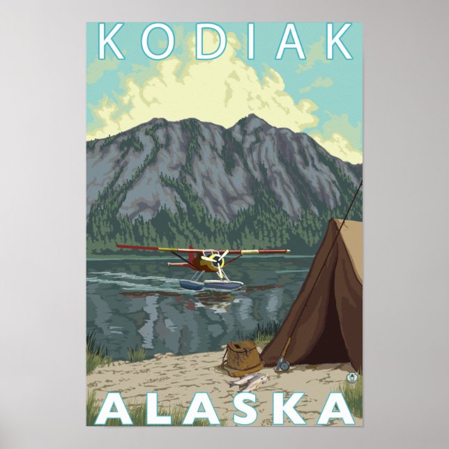 Kodiak, AlaskaBush Flugzeug Fischerei Poster (Vorne)