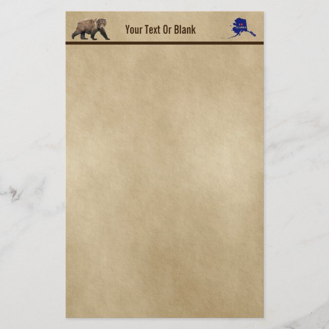 Kodiak-Bär auf altem Papier (Vorderseite)