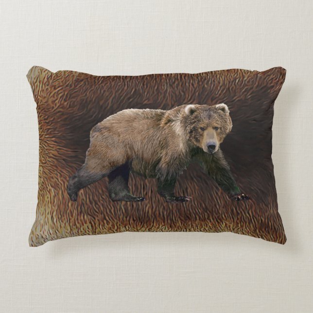 Kodiak-Bär auf Kariou-Fur Zierkissen (Vorderseite)