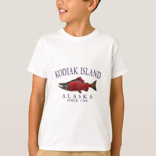 Kodiak Island Alaska Lachs Seit 1784 Arched Pflaum T-Shirt