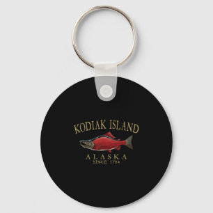 Kodiak Island Alaska Lachs Seit 1784 Gebogen Beige Schlüsselanhänger