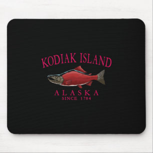 Kodiak Island Alaska Lachs Seit 1784 Gebogener Rot Mousepad