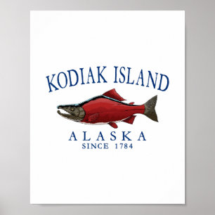 Kodiak Island Alaska Lachs Seit 1784 Navy Blau L Poster