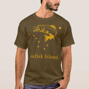 Kodiak Island Lachs Alaska Staatsflagge Fischen T-Shirt