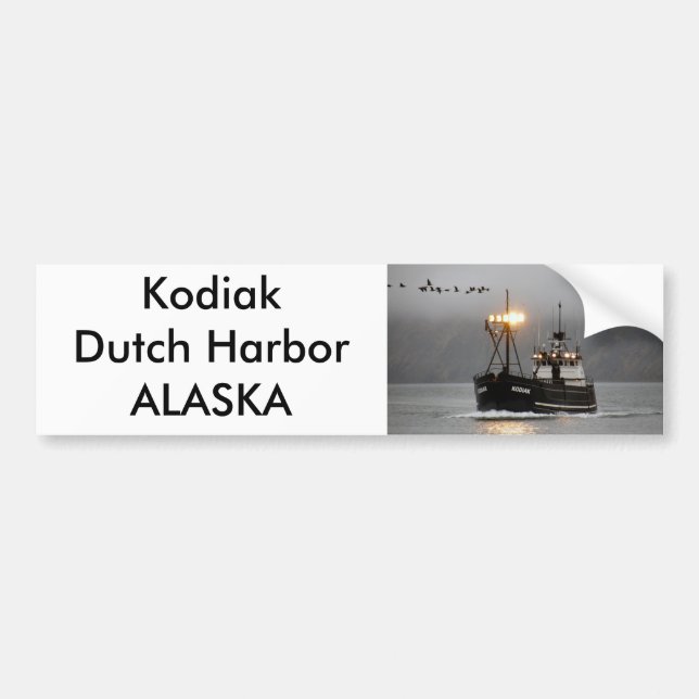 Kodiak, Krabben-Boot im niederländischen Hafen, Autoaufkleber (Vorne)