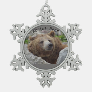 Kodiakbär Schneeflocken Zinn-Ornament