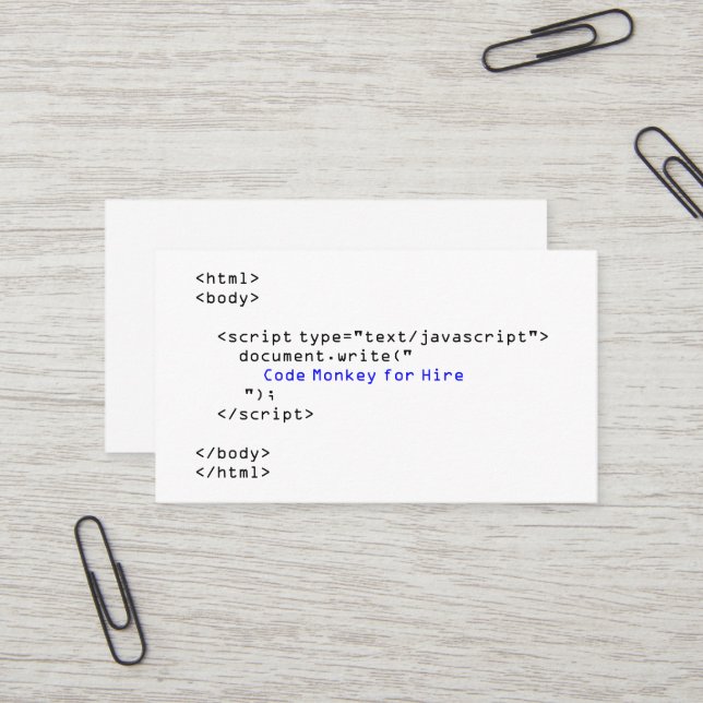 Kodieren Sie Affe-Javascript Visitenkarte (Vorderseite/Rückseite Beispiel)