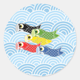 Kodomo-no-hi Carp Streamers Runder Aufkleber