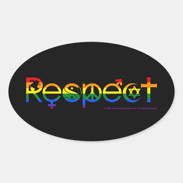 Koexistenz mit Respekts-Gay Pride Ovaler Aufkleber (Vorderseite)