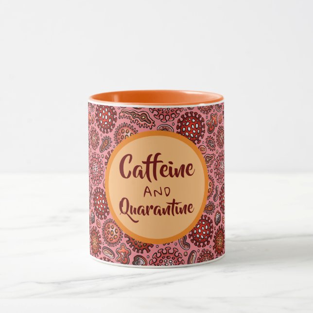 Koffein-Cartoon-Virus, Rot & Orange Tasse (Zentrum)