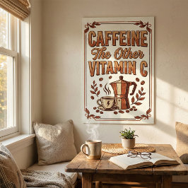 Koffein Die Andere Vitamin C Vintage Kaffee Poster