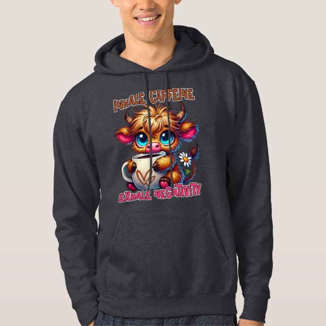 Koffein einatmen, Negativität ausatmen  Hoodie (Vorderseite)