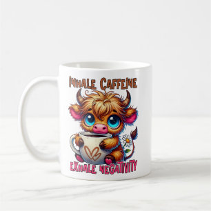 Koffein einatmen, Negativität ausatmen  Kaffeetasse