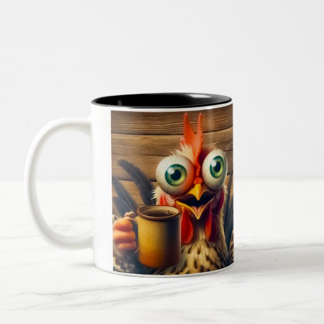Koffein Junkie Huhn Zweifarbige Tasse (Links)