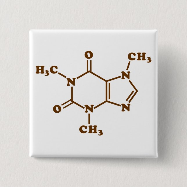 Koffein-Kaffee-molekulare chemische Formel Button (Vorderseite)