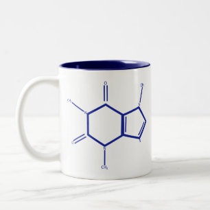 Koffein-Molekül - Blau Zweifarbige Tasse