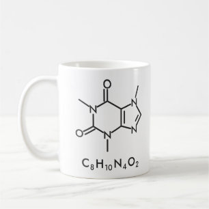 Koffein-Molekül-Chemie-Linienzeichnung Kaffeetasse