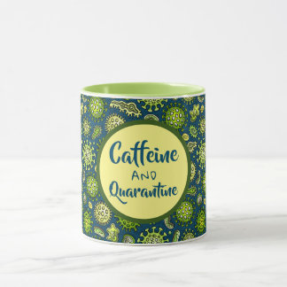 Koffein- und Quarantäne-Cartoon-Virus Tasse
