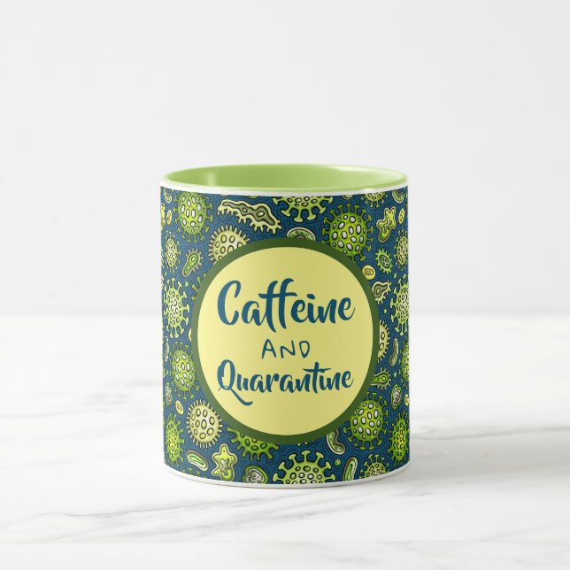 Koffein- und Quarantäne-Cartoon-Virus Tasse (Zentrum)