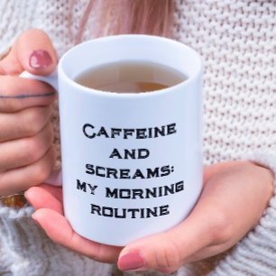 Koffein und Schreie Weißer Halloween-Tasse Kaffeetasse