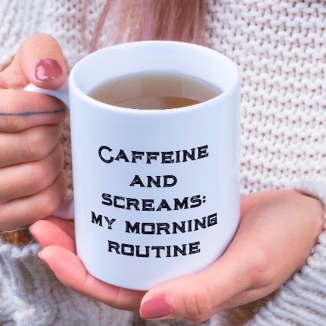 Koffein und Schreie Weißer Halloween-Tasse Kaffeetasse (Von Creator hochgeladen)