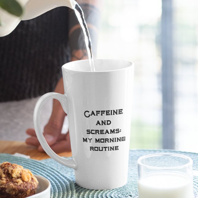 Koffein und Schreie weißes Halloween Milchtasse (Von Creator hochgeladen)