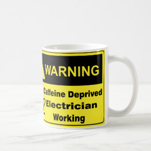 Koffein-warnender Elektriker Kaffeetasse