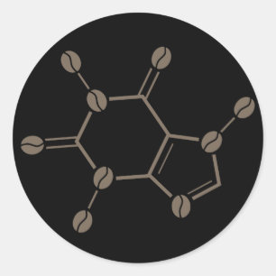 Koffeinbohnenmolekül Runder Aufkleber