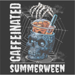 Koffeinhaltiger Totenkopf-Eiskaffee Summerween-Got Aufkleber