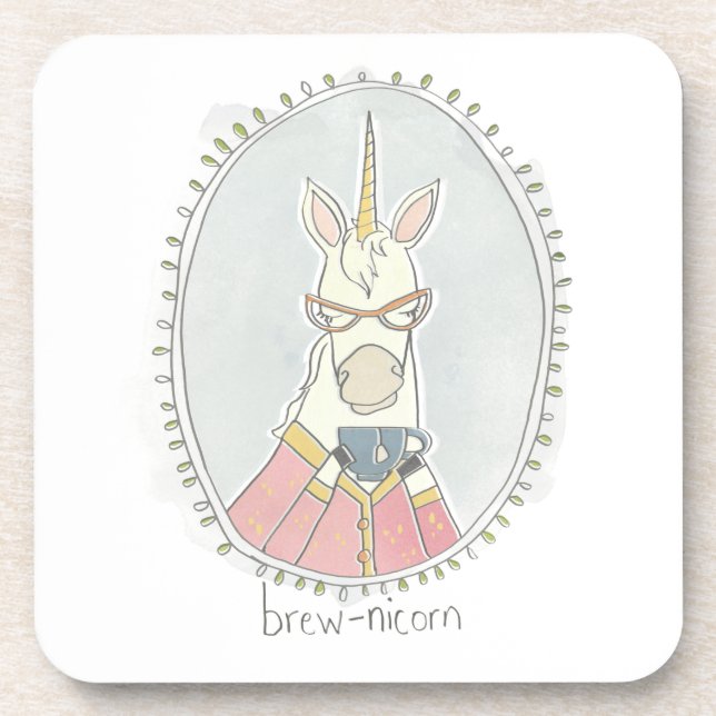 Koffeinierte Süsse | Einhorn aufbrechen Getränkeuntersetzer (Vorderseite)