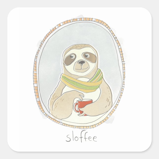Koffeinierte Süsse | Sloffee Quadratischer Aufkleber (Vorderseite)