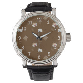 Koffeinierte World Watch (mit Zahlen) Armbanduhr