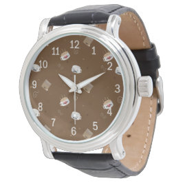 Koffeinierte World Watch (mit Zahlen) Armbanduhr