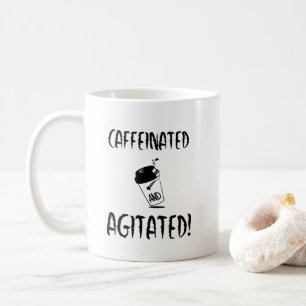 Koffeiniertes und verärgertes, lustiges Kaffeedes Kaffeetasse