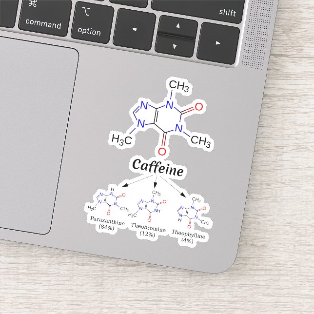 Koffeinmolekül (Chemie Coffee Atome) Student Aufkleber (Detail)