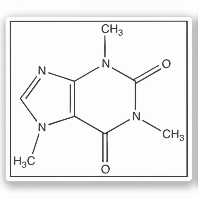 Koffeinmolekül (chemische Formel) Aufkleber (Vorderseite)