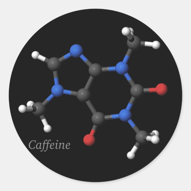 Koffeinmolekulare Modellaufkleber Runder Aufkleber (Vorderseite)