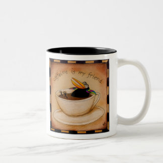 Koffeinunholdkrähen-Kaffee-Tasse Zweifarbige Tasse