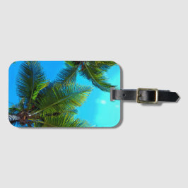 Kofferanhänger. Blauer Palmenbaum. Gepäckanhänger