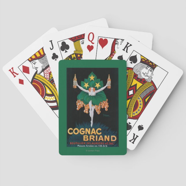 Kognak Briand förderndes Plakat Spielkarten (Rückseite)