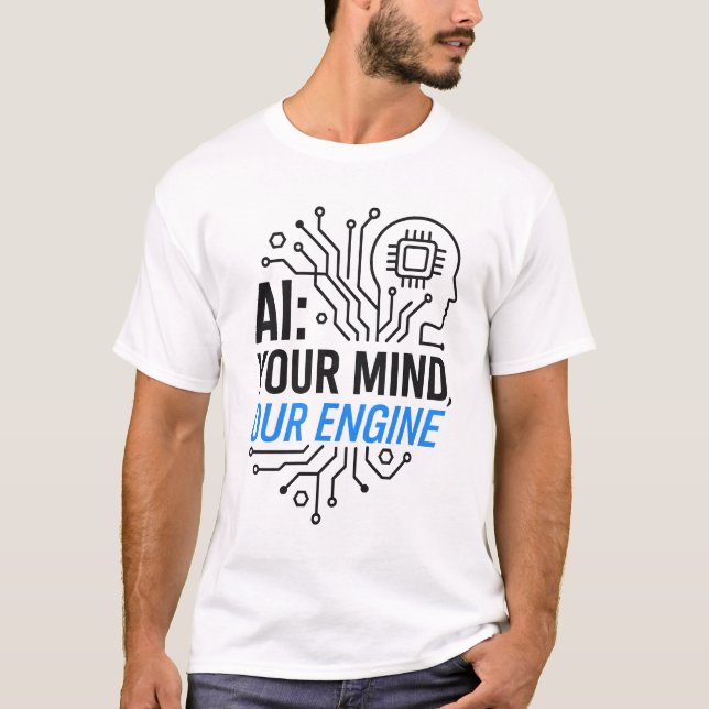 Kognitive Synergie-Motor: Abstrakte Human-AI-Fusio T-Shirt (Vorderseite)