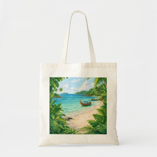Koh Kood Tropischer Strand Dschungel Longtail Boot Tragetasche (Vorne)