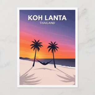 Koh Lanta Hängematte in einem Meer aus Sonnenunter Postkarte