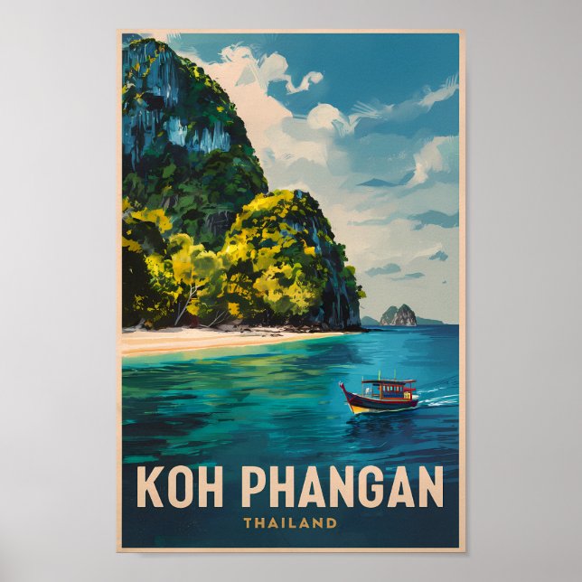 Koh Phangan Thailand Reisen Art Vintag Poster (Vorne)