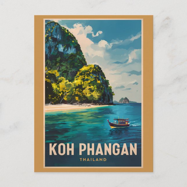 Koh Phangan Thailand Reisen Art Vintag Postkarte (Vorderseite)