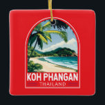 Koh Phangan Thailand Reisen Kunstemblem Keramikornament<br><div class="desc">Koh Phangan Retro Vektor Reise Design. Ko Pha-ngan ist eine Insel im Golf von Thailand in der Provinz Surat Thani im Süden Thailands.</div>